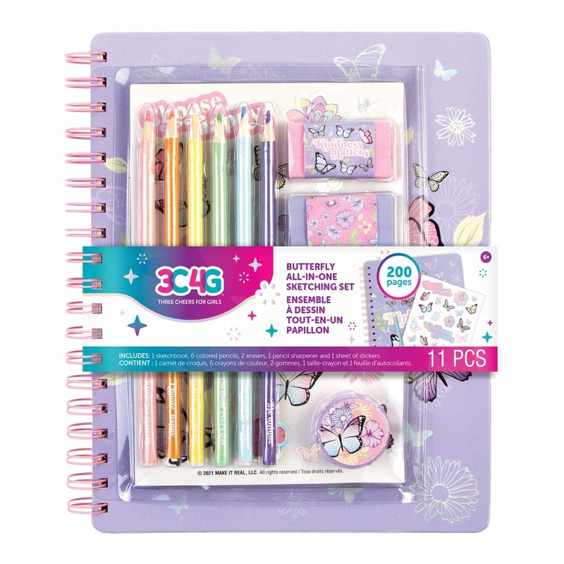 Make It Real - Butterfly All-In-1 Sketching Set 11 Pieces - 12025 - Image 1
